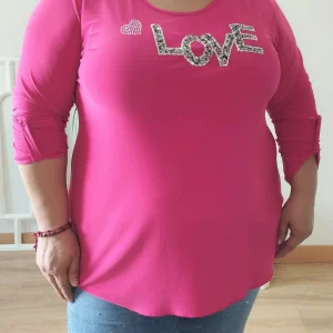 Camiseta love fucsia